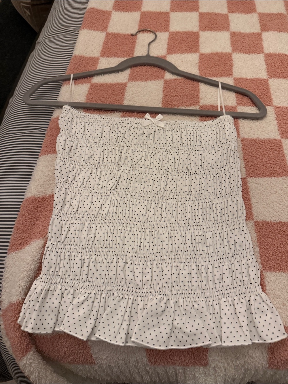 White Polka Dot Smocked tube top - brand More to Come